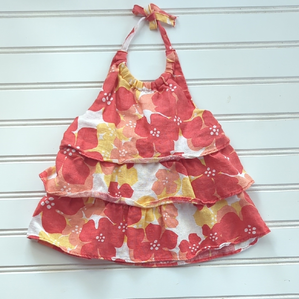 Janie and Jack Red and Yellow Floral Halter Top
